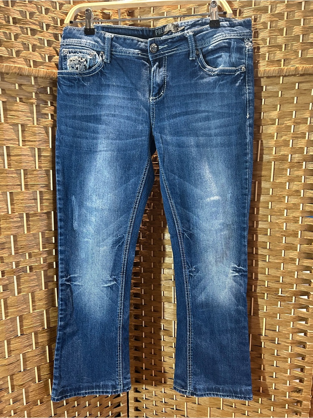 Embellished Bootcut Jeans Size 11/12R Lace Sequin Y2K Western